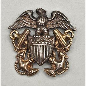 Vintage Vanguard Sterling Silver 1/20th 10k GF US Navy Officer Cap Badge 6 Grams